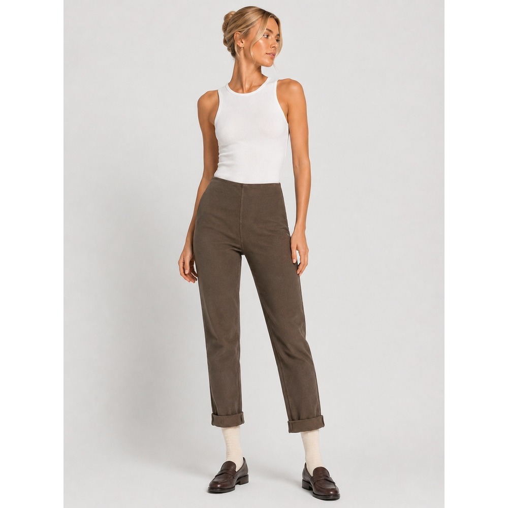 Lysse New York Toothpick Denim Slim Leg Pull On Pants Brown XS